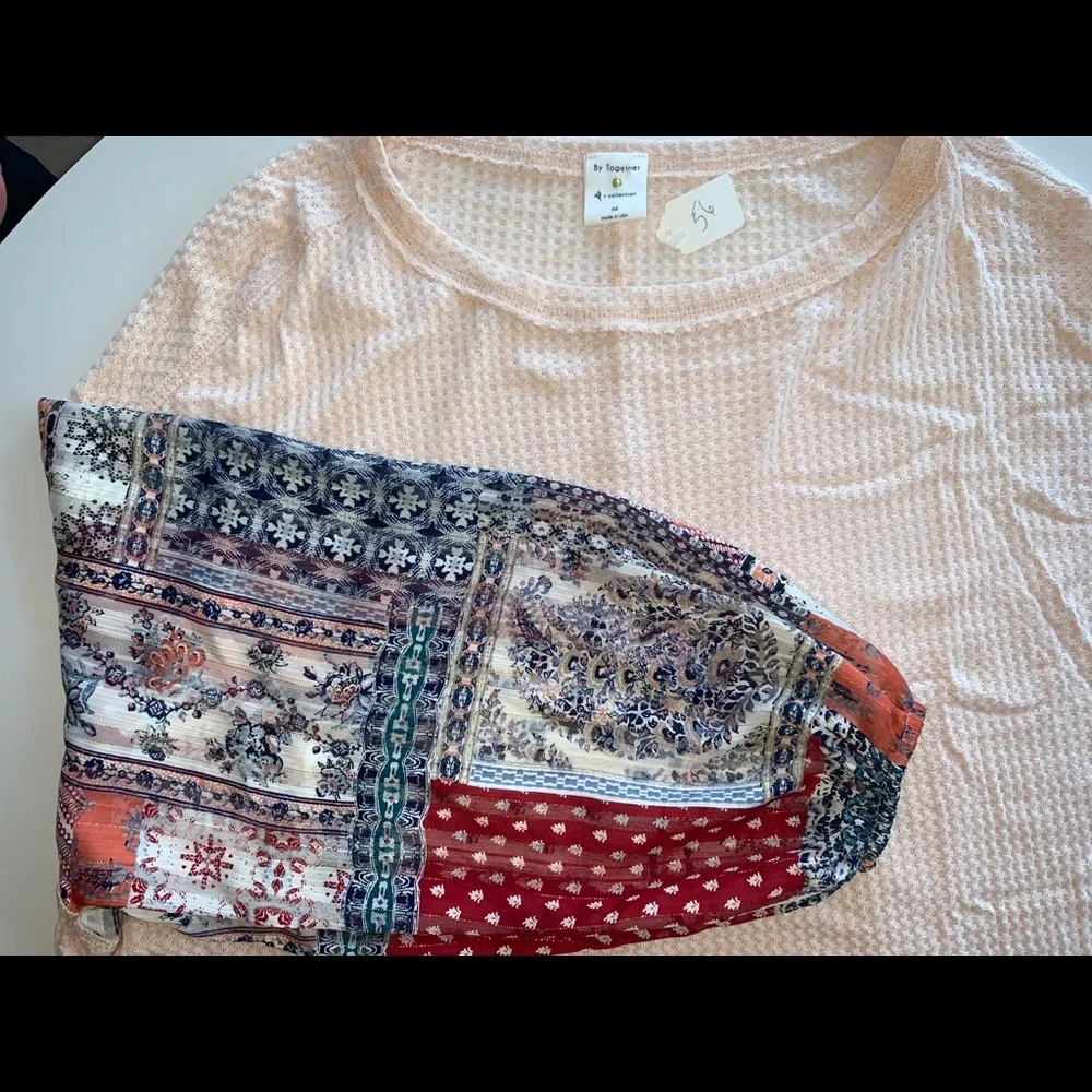 NWT Scarf Sleeve Dolman Waffle Shirt - Picture 2 of 3
